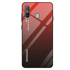 Coque Rebord Contour Silicone et Vitre Miroir Housse Etui Degrade Arc en Ciel pour Samsung Galaxy A8s SM-G8870 Rouge