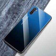 Coque Rebord Contour Silicone et Vitre Miroir Housse Etui Degrade Arc en Ciel pour Samsung Galaxy Note 10 5G Bleu