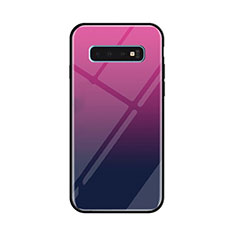 Coque Rebord Contour Silicone et Vitre Miroir Housse Etui Degrade Arc en Ciel pour Samsung Galaxy S10 Violet