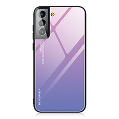 Coque Rebord Contour Silicone et Vitre Miroir Housse Etui Degrade Arc en Ciel pour Samsung Galaxy S22 Plus 5G Violet Clair