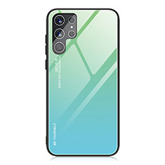 Coque Rebord Contour Silicone et Vitre Miroir Housse Etui Degrade Arc en Ciel pour Samsung Galaxy S22 Ultra 5G Pastel Vert