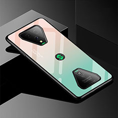 Coque Rebord Contour Silicone et Vitre Miroir Housse Etui Degrade Arc en Ciel pour Xiaomi Black Shark 3 Vert