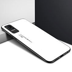 Coque Rebord Contour Silicone et Vitre Miroir Housse Etui Degrade Arc en Ciel pour Xiaomi Civi 1S 5G Blanc