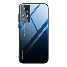 Coque Rebord Contour Silicone et Vitre Miroir Housse Etui Degrade Arc en Ciel pour Xiaomi Mi 12S Pro 5G Bleu