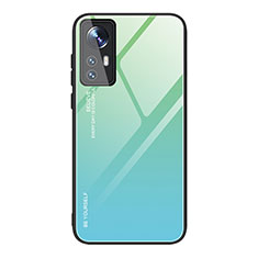 Coque Rebord Contour Silicone et Vitre Miroir Housse Etui Degrade Arc en Ciel pour Xiaomi Mi 12X 5G Vert