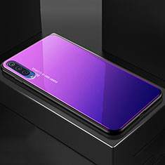 Coque Rebord Contour Silicone et Vitre Miroir Housse Etui Degrade Arc en Ciel pour Xiaomi Mi 9 Lite Violet