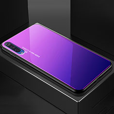 Coque Rebord Contour Silicone et Vitre Miroir Housse Etui Degrade Arc en Ciel pour Xiaomi Mi A3 Lite Violet