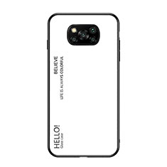 Coque Rebord Contour Silicone et Vitre Miroir Housse Etui Degrade Arc en Ciel pour Xiaomi Poco X3 Pro Blanc