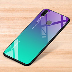 Coque Rebord Contour Silicone et Vitre Miroir Housse Etui Degrade Arc en Ciel pour Xiaomi Redmi Note 7 Pro Vert