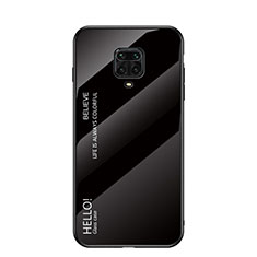 Coque Rebord Contour Silicone et Vitre Miroir Housse Etui Degrade Arc en Ciel pour Xiaomi Redmi Note 9S Noir