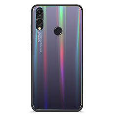 Coque Rebord Contour Silicone et Vitre Miroir Housse Etui Degrade Arc en Ciel R01 pour Huawei Honor View 10 Lite Noir