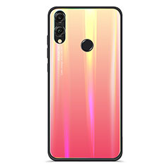 Coque Rebord Contour Silicone et Vitre Miroir Housse Etui Degrade Arc en Ciel R01 pour Huawei Honor View 10 Lite Rouge