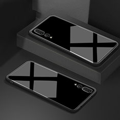 Coque Rebord Contour Silicone et Vitre Miroir Housse Etui F02 pour Huawei P20 Pro Noir