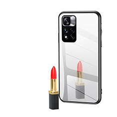 Coque Rebord Contour Silicone et Vitre Miroir Housse Etui LS1 pour Xiaomi Poco M4 Pro 5G Argent