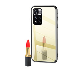 Coque Rebord Contour Silicone et Vitre Miroir Housse Etui LS1 pour Xiaomi Poco M4 Pro 5G Or