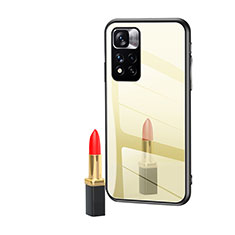 Coque Rebord Contour Silicone et Vitre Miroir Housse Etui LS1 pour Xiaomi Redmi Note 11 Pro+ Plus 5G Or