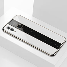 Coque Rebord Contour Silicone et Vitre Miroir Housse Etui M01 pour Huawei Enjoy Max Blanc
