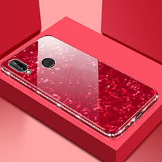 Coque Rebord Contour Silicone et Vitre Miroir Housse Etui M01 pour Huawei Honor V10 Lite Rouge