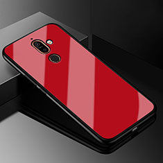 Coque Rebord Contour Silicone et Vitre Miroir Housse Etui M01 pour Nokia 7 Plus Rouge