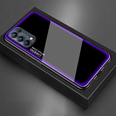 Coque Rebord Contour Silicone et Vitre Miroir Housse Etui M01 pour Oppo Reno5 5G Violet