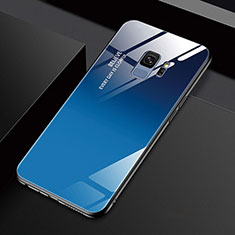 Coque Rebord Contour Silicone et Vitre Miroir Housse Etui M01 pour Samsung Galaxy S9 Bleu