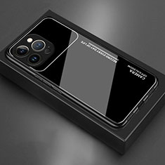 Coque Rebord Contour Silicone et Vitre Miroir Housse Etui M02 pour Apple iPhone 13 Pro Noir