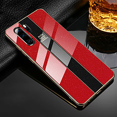 Coque Rebord Contour Silicone et Vitre Miroir Housse Etui M02 pour Huawei P30 Pro New Edition Rouge