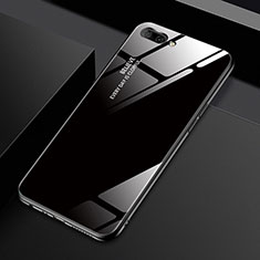 Coque Rebord Contour Silicone et Vitre Miroir Housse Etui M02 pour Oppo A12e Noir