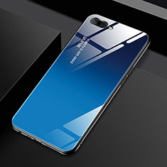 Coque Rebord Contour Silicone et Vitre Miroir Housse Etui M02 pour Oppo AX5 Bleu