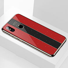Coque Rebord Contour Silicone et Vitre Miroir Housse Etui M02 pour Xiaomi Mi 6X Rouge