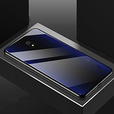 Coque Rebord Contour Silicone et Vitre Miroir Housse Etui M02 pour Xiaomi Redmi 8A Bleu
