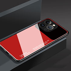 Coque Rebord Contour Silicone et Vitre Miroir Housse Etui M03 pour Apple iPhone 15 Pro Max Rouge