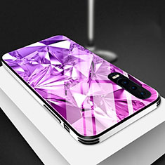 Coque Rebord Contour Silicone et Vitre Miroir Housse Etui M03 pour Huawei P30 Violet