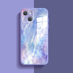 Coque Rebord Contour Silicone et Vitre Miroir Housse Etui M05 pour Apple iPhone 13 Mini Violet