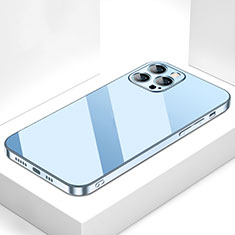 Coque Rebord Contour Silicone et Vitre Miroir Housse Etui M05 pour Apple iPhone 13 Pro Max Bleu