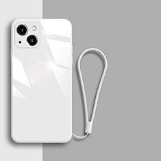 Coque Rebord Contour Silicone et Vitre Miroir Housse Etui M08 pour Apple iPhone 15 Plus Blanc