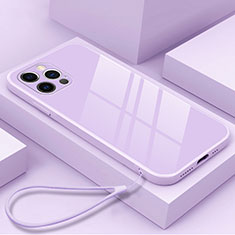 Coque Rebord Contour Silicone et Vitre Miroir Housse Etui M09 pour Apple iPhone 13 Pro Max Violet