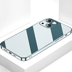 Coque Rebord Contour Silicone et Vitre Miroir Housse Etui M09 pour Apple iPhone 15 Plus Bleu