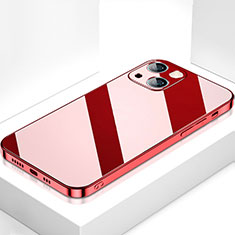 Coque Rebord Contour Silicone et Vitre Miroir Housse Etui M09 pour Apple iPhone 15 Plus Rouge