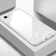 Coque Rebord Contour Silicone et Vitre Miroir Housse Etui P01 pour Apple iPhone 6 Plus Blanc