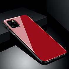 Coque Rebord Contour Silicone et Vitre Miroir Housse Etui pour Apple iPhone 11 Pro Max Rouge