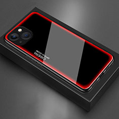 Coque Rebord Contour Silicone et Vitre Miroir Housse Etui pour Apple iPhone 13 Mini Rouge