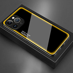 Coque Rebord Contour Silicone et Vitre Miroir Housse Etui pour Apple iPhone 13 Pro Jaune