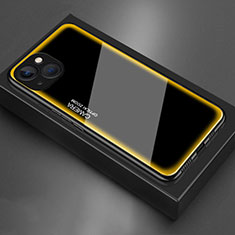 Coque Rebord Contour Silicone et Vitre Miroir Housse Etui pour Apple iPhone 14 Jaune