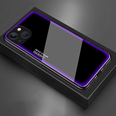 Coque Rebord Contour Silicone et Vitre Miroir Housse Etui pour Apple iPhone 14 Violet