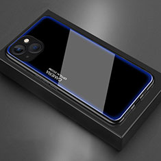 Coque Rebord Contour Silicone et Vitre Miroir Housse Etui pour Apple iPhone 15 Plus Bleu