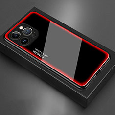 Coque Rebord Contour Silicone et Vitre Miroir Housse Etui pour Apple iPhone 15 Pro Rouge