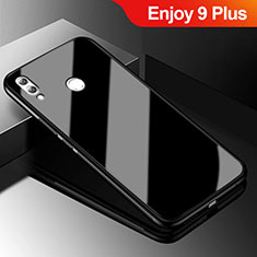 Coque Rebord Contour Silicone et Vitre Miroir Housse Etui pour Huawei Enjoy 9 Plus Noir