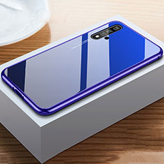 Coque Rebord Contour Silicone et Vitre Miroir Housse Etui pour Huawei Honor 20S Bleu