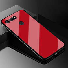 Coque Rebord Contour Silicone et Vitre Miroir Housse Etui pour Huawei Honor View 20 Rouge